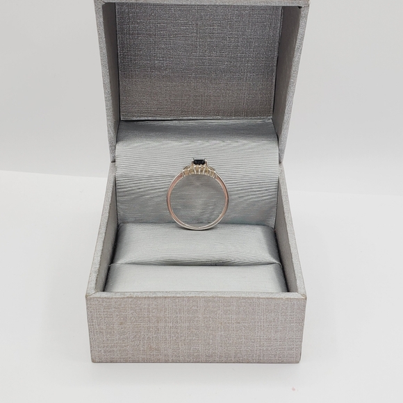 Genuine Oval Black Sapphire 925 Sterling Silver Ring - Picture 2 of 6